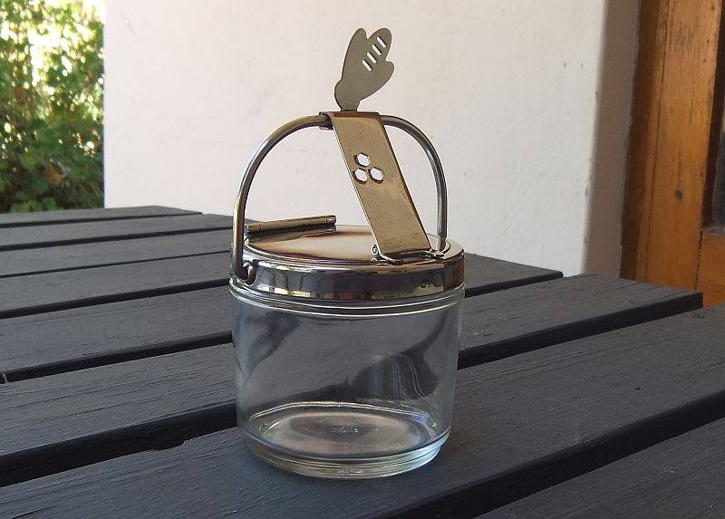 AN EYE CATCHING DESIGNER SUGAR POT WITH MECHANICAL LID BY ""WMF"" OF GERMANY !! HIGH CLASS !!