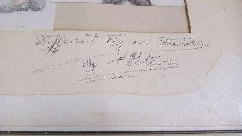 WOW !! AN INTRIGUING VINTAGE 1960`S FIGURAL STUDY IN PENCIL SIGNED BY THE ARTIST E.PETERS !!