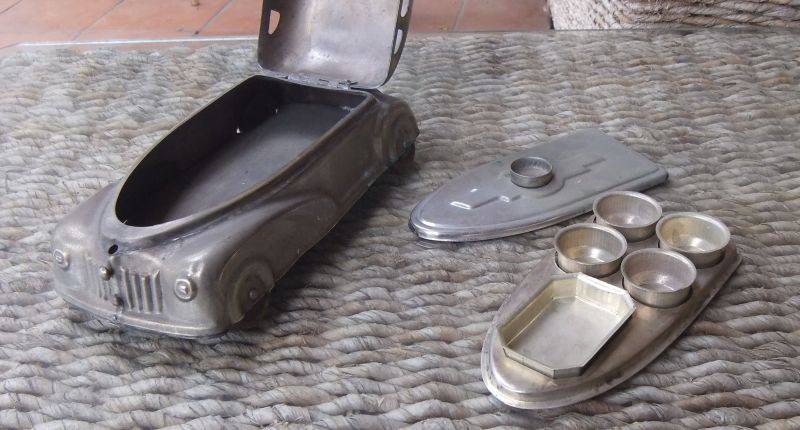 THE COOLEST FIND !! A 1930`S TIN METAL CAR SHAPED "CONTAINER" FOR BETEL NUTS - EASY TO RESEARCH !!