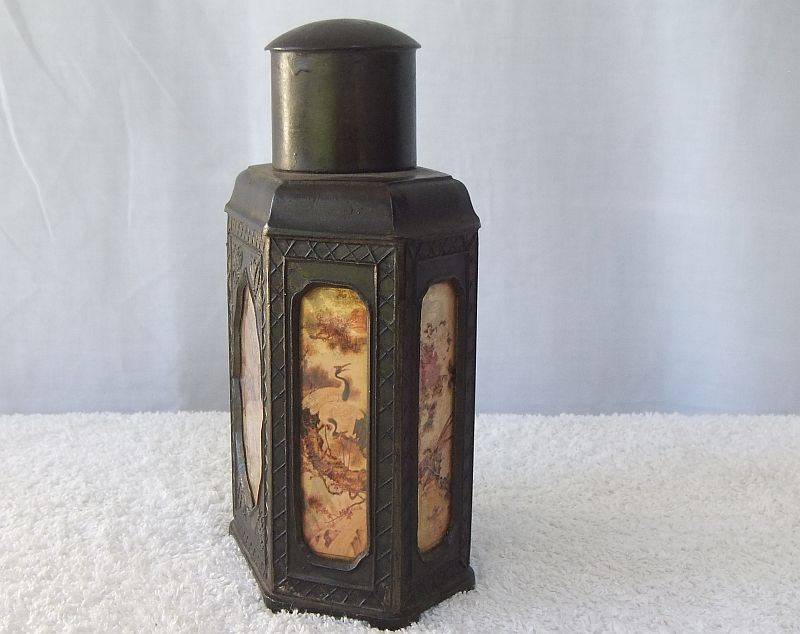 RARE FIND !! A MARVELOUS OLD BRONZE METAL CHINESE TEA CADDY WITH MAKERS MARKS TO BASE !! WOW !!