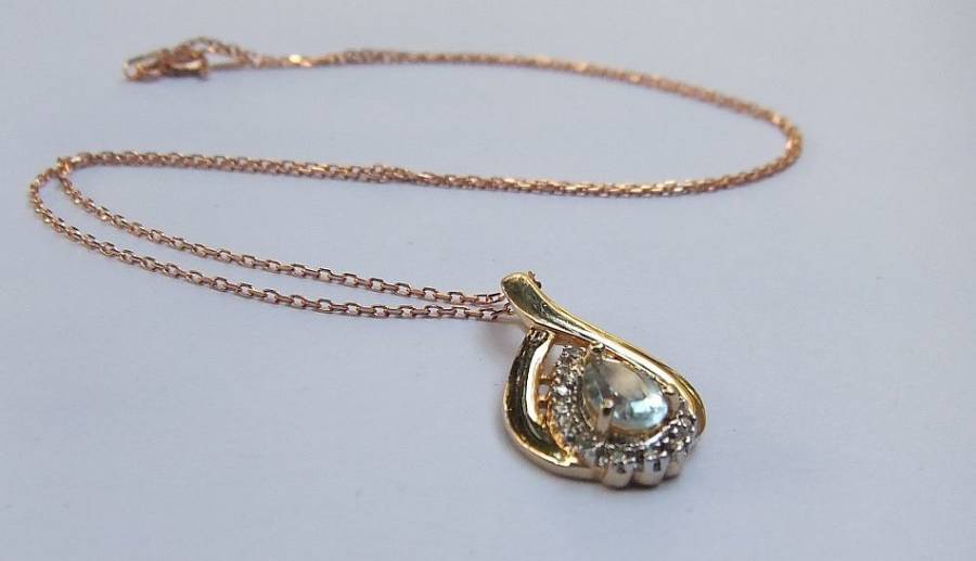 ALL STERLING SILVER !! A ROSE GOLD PLATED NECKLACE WITH A YELLOW GOLD PLATED PENDANT !! LOOK !!