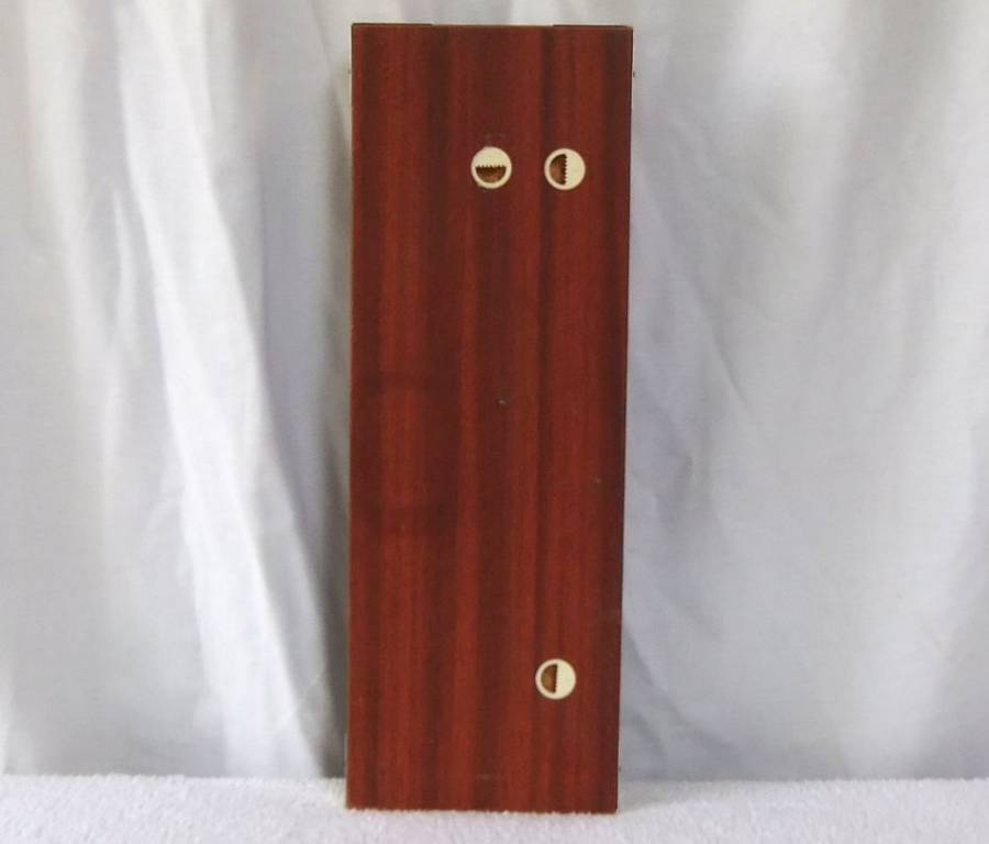 A VINTAGE WEST GERMAN MADE HYGROMETER / THERMOMETER / BAROMETER AND CLOCK - WOOD & BRASS