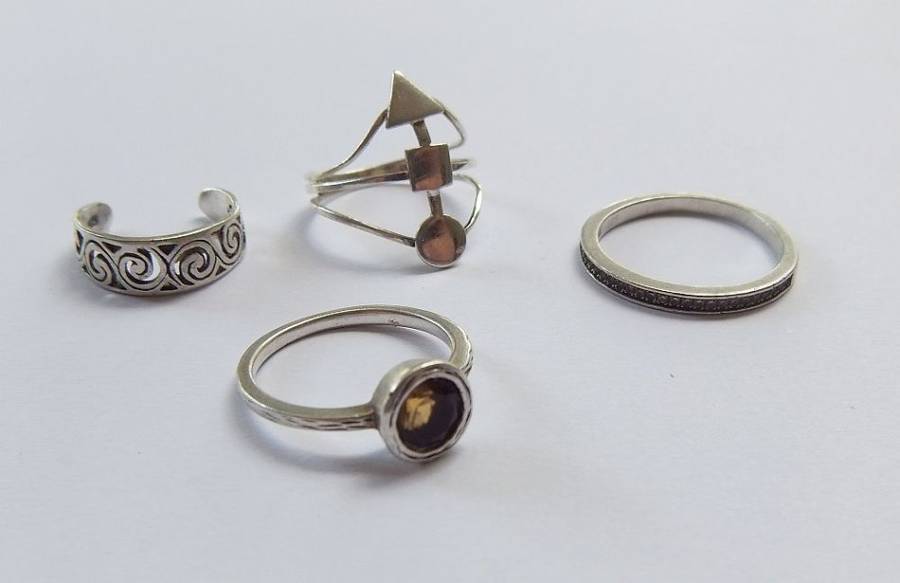 FOUR STERLING SILVER RINGS FOR YOUR COLLECTION - ALL FULLY TESTED - BID FOR THE LOT