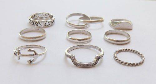 DECEMBER DEAL !! 9 SOLID STERLING SILVER RINGS FOR YOUR COLLECTION !! BID FOR THE LOT !! ALL TESTED