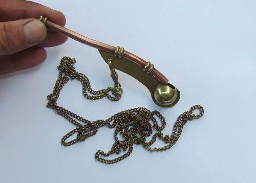 A RARE OLD COPPER AND BRASS BOSUNS WHISTLE WITH FOB WATCH CHAIN - SEE PICS - COOL PIECE !!