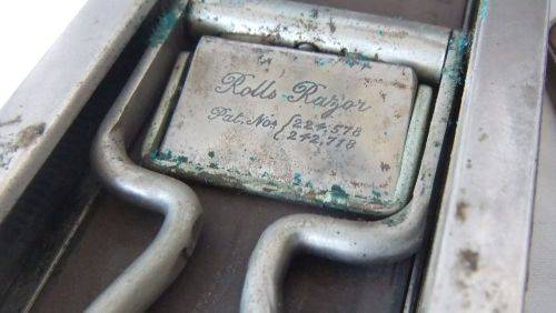 THREE OLD ITEMS FROM THE DECEASED ESTATE OF A VETERAN - SAI PLAQUE / INK POT / RAZOR SHARPENER !!