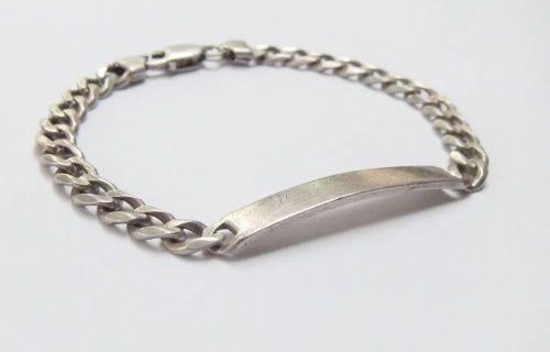 LAST OF THE HEAVIES !! A STRONG EXTRA SOLID STERLING SILVER IDENTITY BRACELET !! BID TO WIN !!