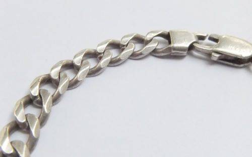 LAST OF THE HEAVIES !! A STRONG EXTRA SOLID STERLING SILVER IDENTITY BRACELET !! BID TO WIN !!