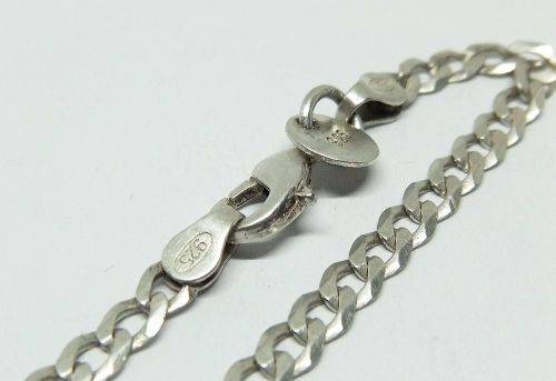 LOOK !! A FABULOUS SOLID STERLING SILVER CURB LINK BRACELET - STAMPED AND TESTED - FREE COMBINING !!