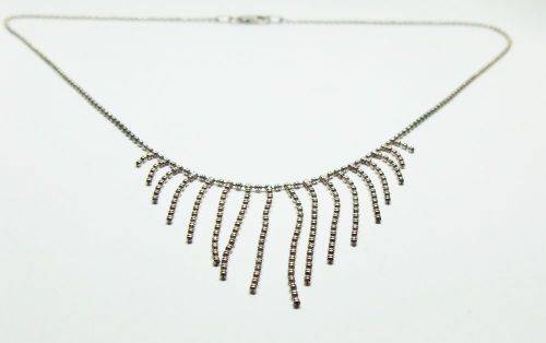 AN ELEGANT GENUINE STERLING SILVER NECKLACE WITH TASSLE CENTERPIECE AND STRONG CLASP !! WOW !!