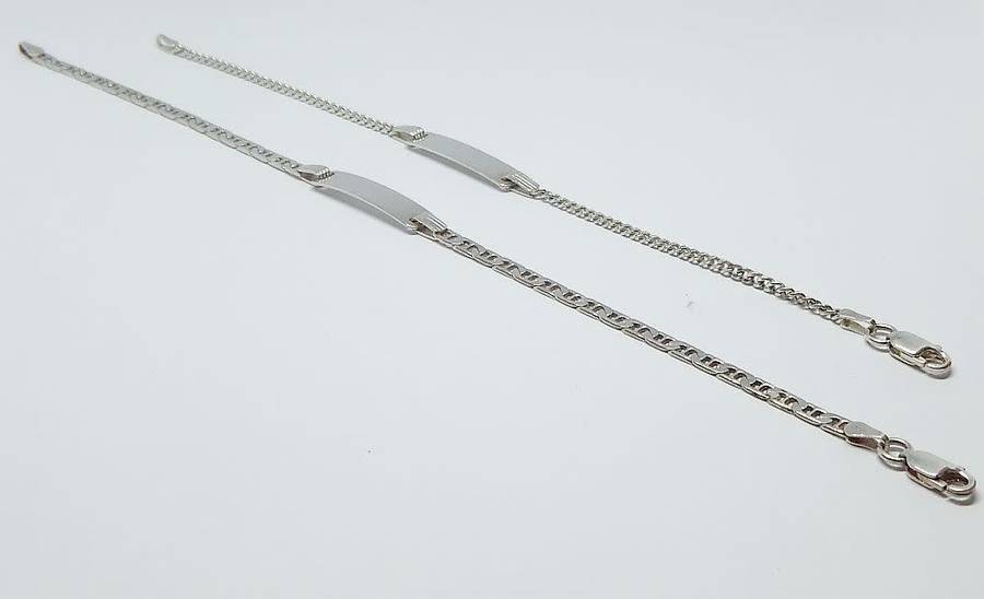 DOUBLE DEAL !! TWO SOLID STERLING SILVER IDENTITY BRACELETS !! DIFFERENT STYLES !! BID FOR BOTH !!