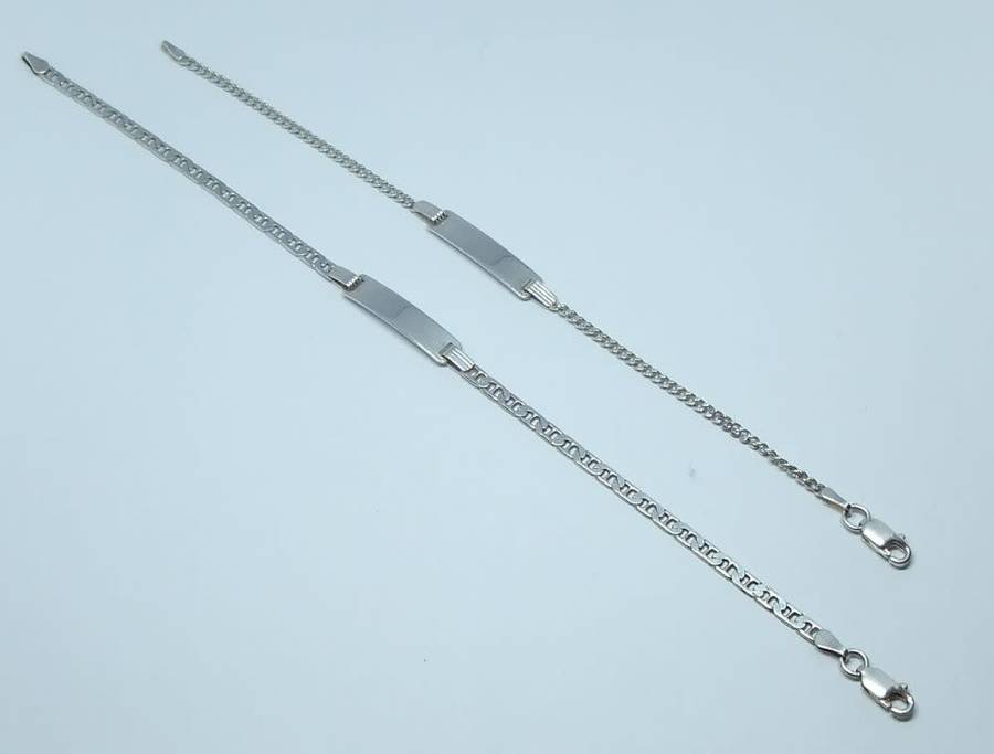 DOUBLE DEAL !! TWO SOLID STERLING SILVER IDENTITY BRACELETS !! DIFFERENT STYLES !! BID FOR BOTH !!