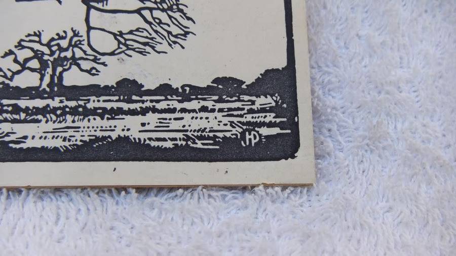 SUPER RARE !! A VINTAGE LINOCUT DEPICTING THE BAOBAB TREE BY FAMOUS SA ARTIST JH PIERNEEF !! WOW !!