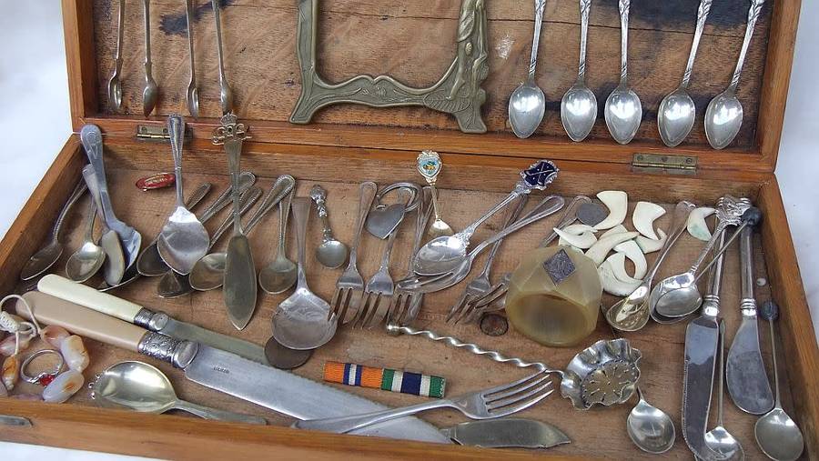 An antique wooden box with many interesting items to use and enjoy , lots of history here ...