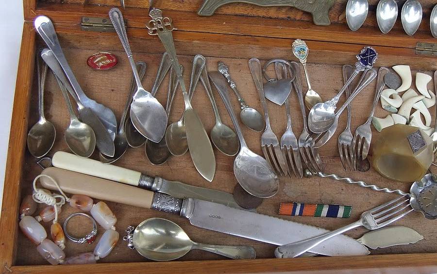 An antique wooden box with many interesting items to use and enjoy , lots of history here ...