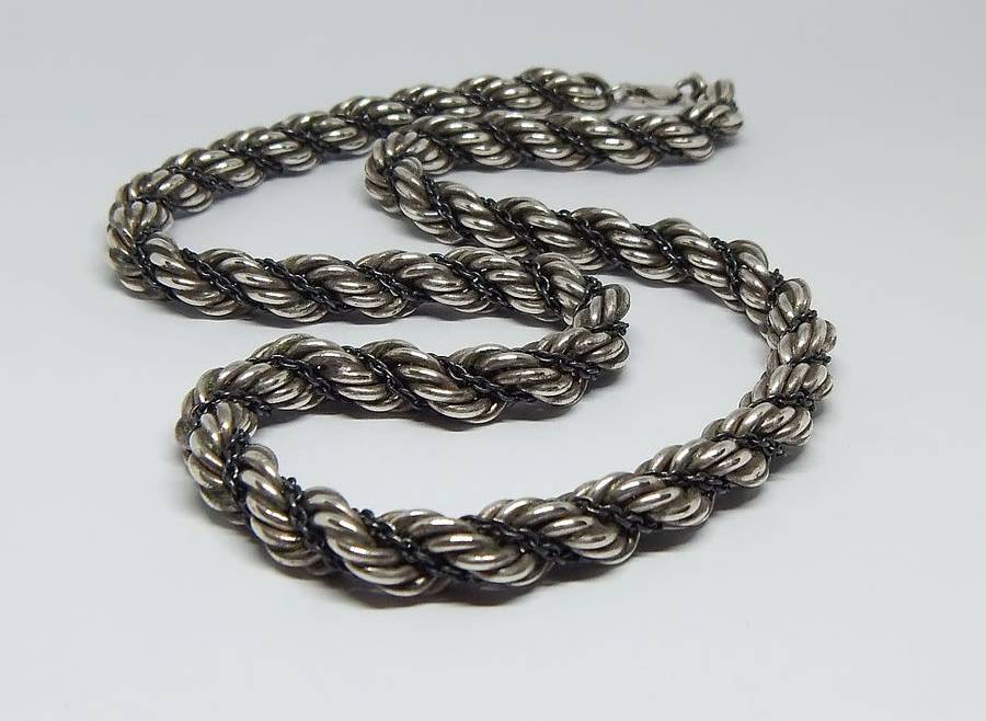 A unique heavy vintage hallmarked silver twist style necklace with a sterling silver clasp
