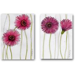 2 x Pink Gerbera - Original Acrylic on Canvas paper by SA artist, Cherie Roe Dirksen