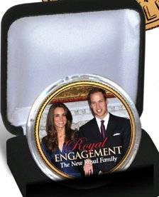 PRINCE WILLIAM & KATE MIDDLETON 24K GOLD PLATED HALF DOLLAR