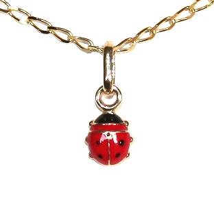 9k / 9ct gold & enamel Ladybird / Ladybug charm or pendant