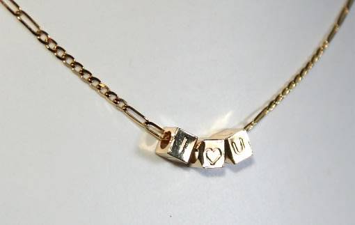I LOVE YOU = 9k / 9ct gold slider cubes PENDANT. Ready for you