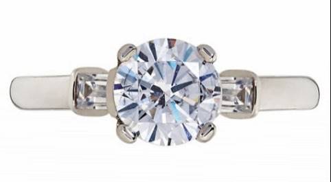 9k / 9ct white gold Trinity Engagement or Dress Ring: simulated diamonds. GLAMOROUS