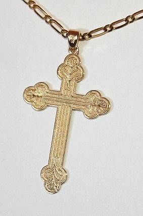9k / 9ct gold CROSS: yellow & white, reversible, sumptuous detailing. Ready for you. Last one!
