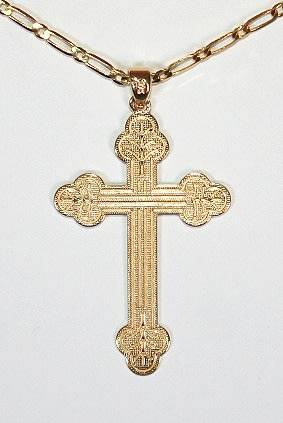 9k / 9ct gold CROSS: yellow & white, reversible, sumptuous detailing. Ready for you. Last one!