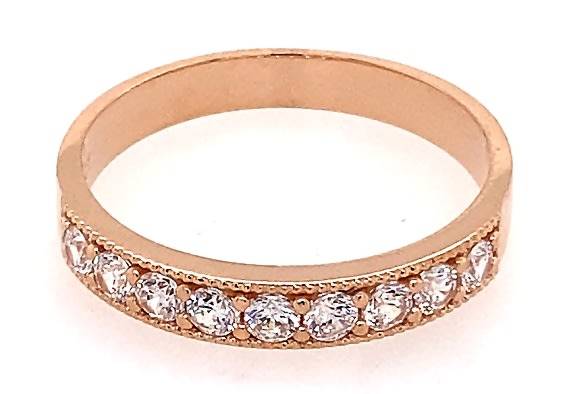 9k / 9ct rose gold Eternity RING: simulated diamonds, 4mm wide