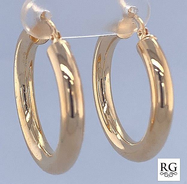 9k / 9ct gold hoop EARRINGS: 28x4mm. Limited!
