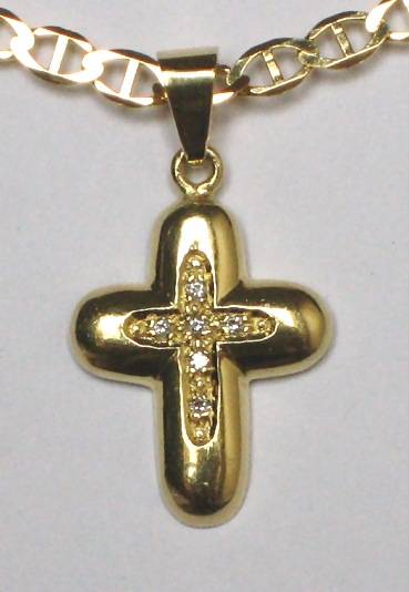 REDUCED MADLY - 18k / 18ct gold & diamond modern CROSS. Ready for you. Last one!