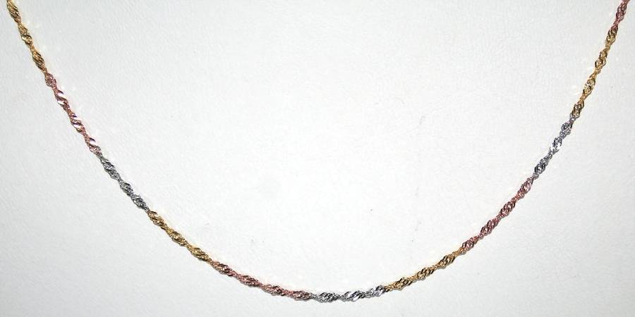 9ct gold (3-colour) Singapore CHAIN, 50cm. Ready for you