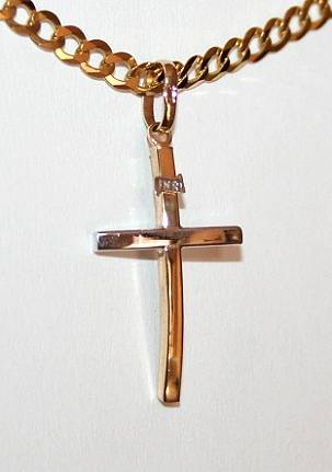 9ct yellow & white gold Cross: sleek, modern design