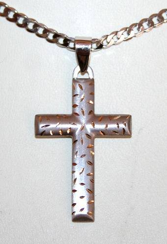 9ct white gold Cross, yellow gold detail =a STUNNER!