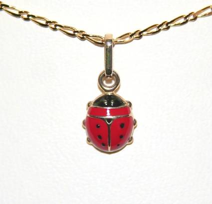 9ct gold enamel ladybird charm / pendant