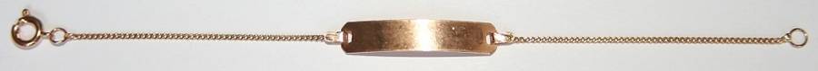 19.2k / 19.2ct rose gold Child's / Baby ID Bracelet: cut curb. Ouro Portugues. Ready for you