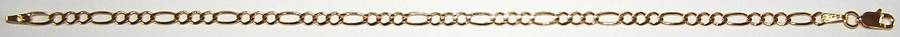 9k / 9ct gold BRACELET: 3+1 Figaro Larga, 3.2mm wide, 21cm. Ready for you. Last one!