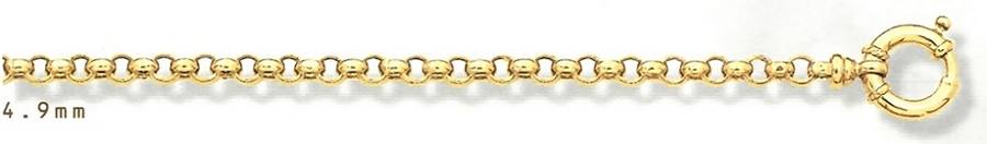 9k / 9ct gold BRACELET: Rolo / Belcher Signoretti, 4.9mm wide, 19cm