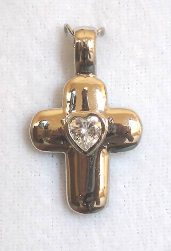 Heart CZ Cross : sterling silver