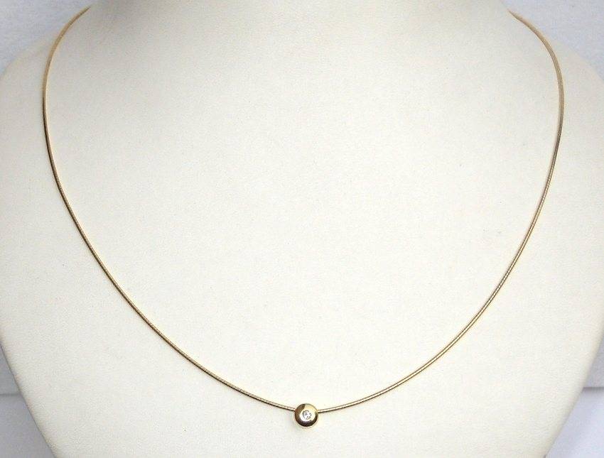 9k / 9ct gold slider NECKLACE: simulated diamond pendant. Ready for you. Last one!