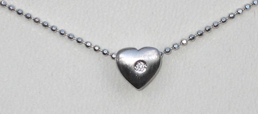 REDUCED MADLY - 14ct white gold Heart & Diamond slider NECKLACE