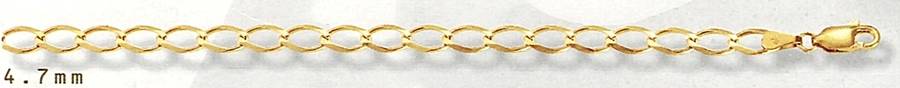 Open curb BRACELET: 4.7mm wide, 19cm. Solid 9ct gold