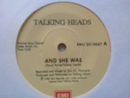 Talking Heads - And she was  ( 1985 SA released  7`  45 RPM single )