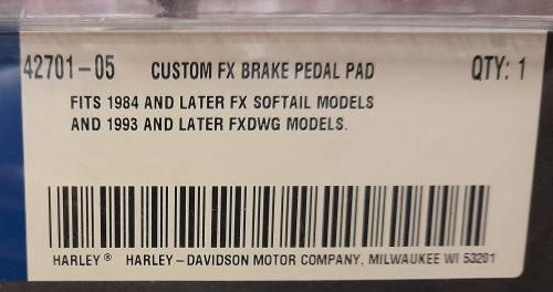 Genuine Harley-Davidson - Custom FX Brake Pedal Pad - Sealed