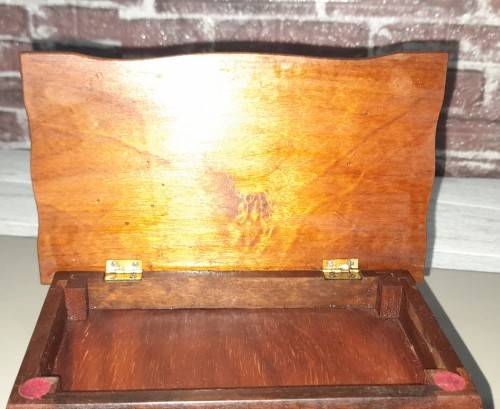 Stunning Vintage Solid Carved Out Wood Ball & Claw Ring Jewellery Case - 140mm High and 210mm Wide