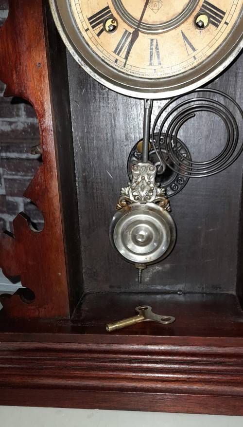 Antique Ansonia Manntle / Wall Clock Circa 1890`s in Working Condition with Key