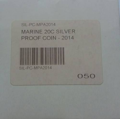 2014 1OZ PROOF SILVER MARINE PROTECTED AREAS 20 CENT.