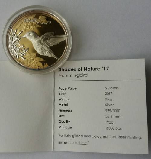 2017 PROOF SILVER  SHADES OF NATURE HUMMINGBIRD
