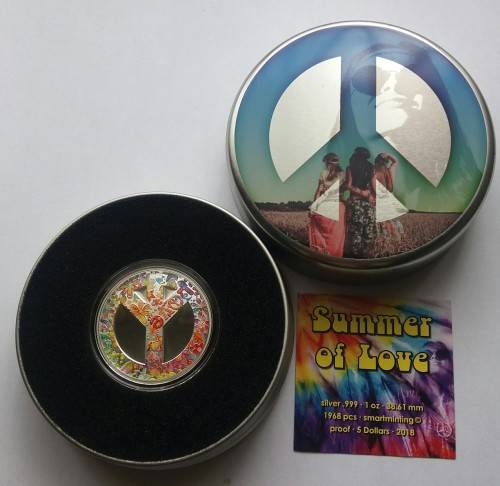 1OZ PROOF SILVER `SUMMER OF LOVE`  ( MINTAGE 1968)