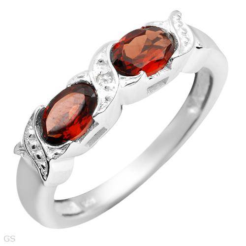 Brand New Ring With 1.31ctw Precious Stones - Genuine Diamond and Garnets in 925 Sterling silver