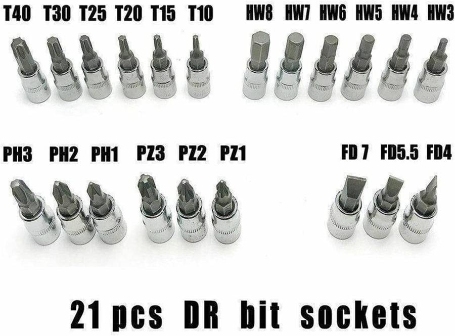 46 Pcs Drive Socket Ratchet Wrench Set with Bit Socket Set Metric and Extension Bar